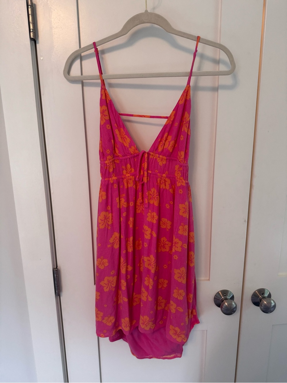 Garage Hot Pink Dress with Orange Floral Accents